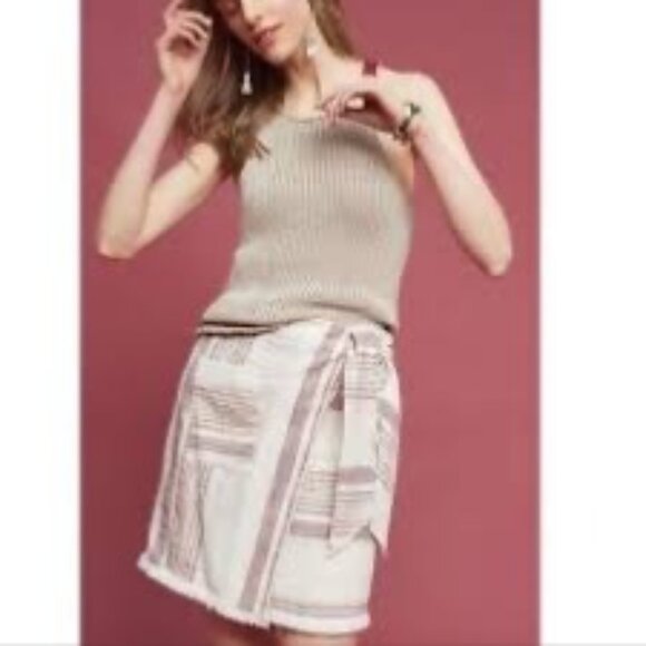 Anthropologie Holding Horses Avery Wrap Skirt Fringe Hem Patch Pocket Size 4 New - Picture 3 of 9